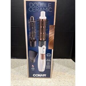 CONAIR Double Ceramic 3-in-1 Hot Air Brush Dry as You Style White Hair Style